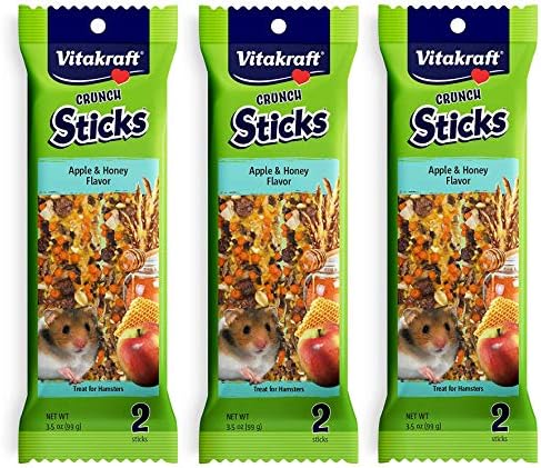 Vitakraft 3 Pack of Hamster Treat Crunch Sticks, 2 Sticks Each, Apple and Honey Flavor