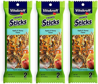 Vitakraft 3 Pack of Hamster Treat Crunch Sticks, 2 Sticks Each, Apple and Honey Flavor