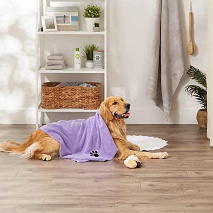 Bone Dry Pet Grooming Microfiber Towel, Embroidered Collection, X-Large,41x23.5, Lavender (Pack of 12)