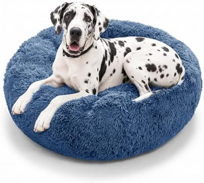 JOLLYVOGUE Dog Beds Large Sized Dog, Calming Anti-Anxiety Dog Bed, Fluffy Donut Cushion for Extra Large Pets (45")