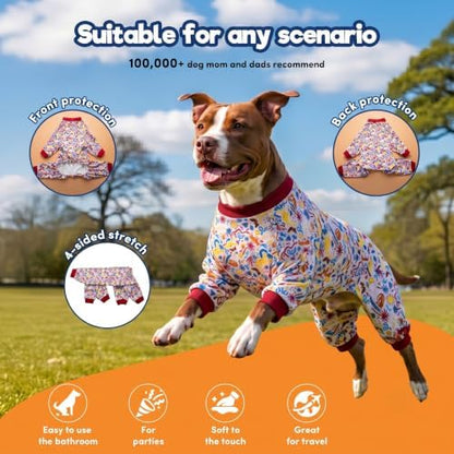 LovinPet Pitbull Pajamas Large Size Dog Boy, Wild Outback Print, 2XL