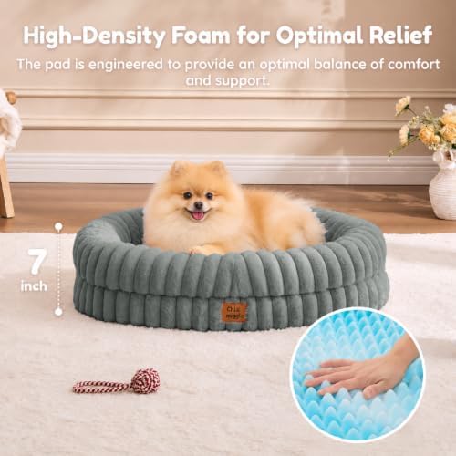 ChiXnuggle Orthopedic Dog Bed, Washable Cover, Faux Fur Bolster Pet Couch