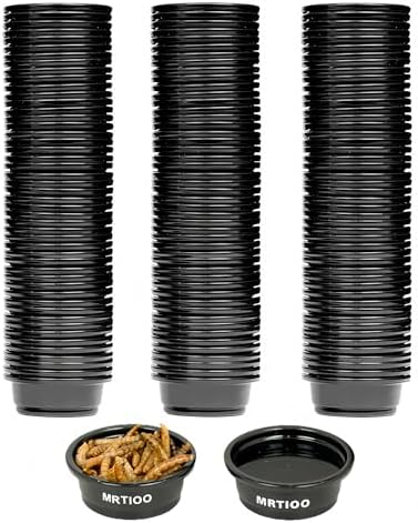 Lizard Crested Gecko Food Water Feeding Cups, 100 pcs, 0.5oz - Black