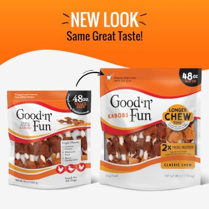 Good 'n' Fun Kabobs Long-Lasting Dog Treat Made With Real Protein, 48 oz