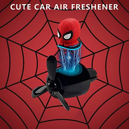 Car Air Freshener Cute Cartoon Hero Pilot Car Diffuser Rotating Propeller Automotive Air Outlet Fan Creative Car Perfume Decoration Men Cool Car Accessories