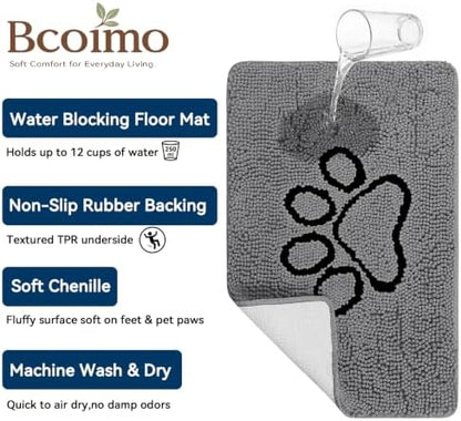 Bcoimo Chenille Doormats Absorb Moisture and Dirt 30*20, Muddy Mats for Dog