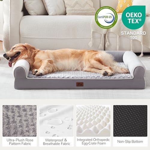 Orthopedic Large Dog Bed，Washable Dog Couch for XL Senior Dogs