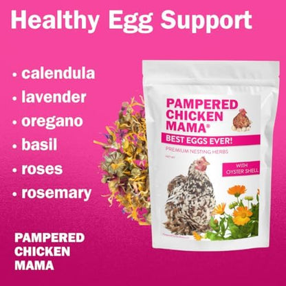 Pampered Chicken Mama Best Eggs Ever! Nesting Herbs for Chickens (4 Pounds) Calcium Supplement for Chickens | Chicken Feed Supplies, Hen Treats for Coops