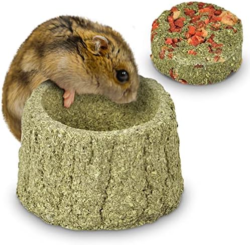 ERKOON 100% Edible Premium Timothy Hay Chew A Bowl for Rabbits, Chinchilla Treats, Chew Toys for Teeth Guinea Pigs and Mice