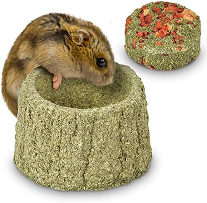 ERKOON 100% Edible Premium Timothy Hay Chew A Bowl for Rabbits, Chinchilla Treats, Chew Toys for Teeth Guinea Pigs and Mice