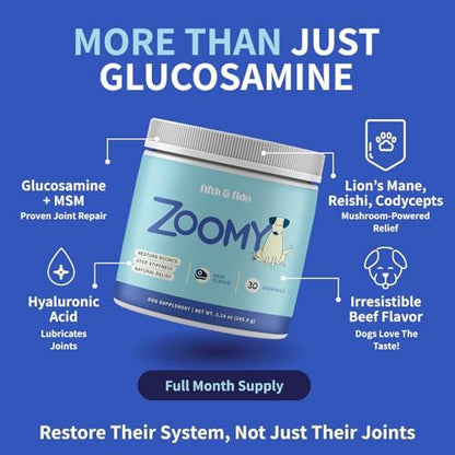 Fifth & Fido Zoomy Hip & Joint Supplement for Dogs, Powder