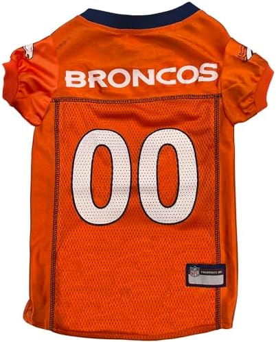 Pets First NFL Denver Broncos Dog Jersey, Size Small, Football Shirt Costume for Pet, Dog Sports T-Shirt, NFL Team Clothing for Cats, Licensed Pet Apparel Available in 7 Sizes and 32 Teams