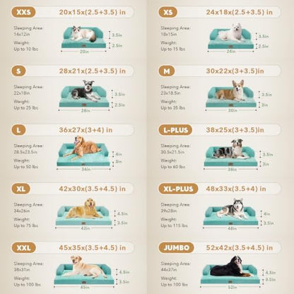 MEKIY Orthopedic Waterproof Jumbo Dog Bed with Bolster for Extra Large Dogs