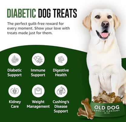 Old Dog Cookie Company All Natural Diabetic Dog Treats – Vet Approved Dog Snacks | Best Healthy Chews for Dogs, Top Treat for Dogs | Low Glycemic, Supports Healthy Blood Sugar | 10 oz