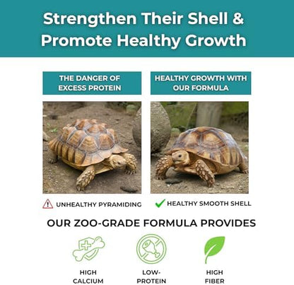 Baby Sulcata Food with Calcium - Human Grade Scientifically Formulated Diet for Healthy Growth - 4.5 oz 30-Day Supply for All Grassland Tortoises!