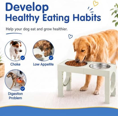 XIAZ Elevated Dog Bowls Large Breed Raised Dogs Bowl Stand Large/Medium Sized Dog Stainless Steel Food Water Bowl Stands 5 Heights Adjustable 9/11/12/14in Pet Feeder Dish Station