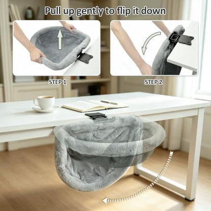 Cat Desk Bed, Desk Mounted Cat Hammock with Steel Clamp