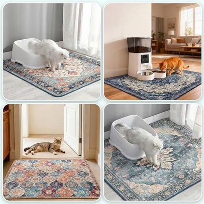 Hompet Cat Litter Mat 2 Pack, 36x36 Large Machine Washable Trapping Mats for Cats, Super Absorbent & Urine-Proof Cat Litter Box Mat for Floor, Waterproof & Non Slip Kitty Litter Rug
