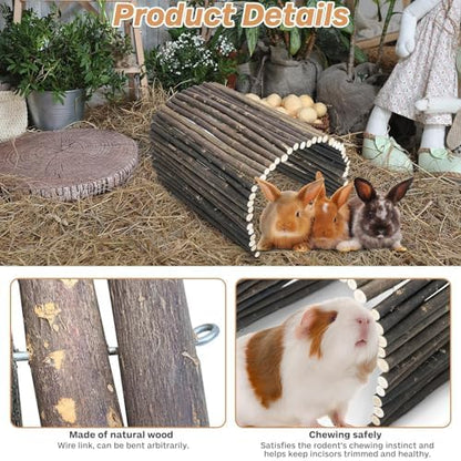 PINVNBY Extra Large Wooden Bunny Ladder Bridge (25 x 15 inches), Rabbits Hideout, House, Tunnel, Rodents Chew Toys for Guinea Pig, Chinchillas, Hedgehogs, Ferrets, Rat
