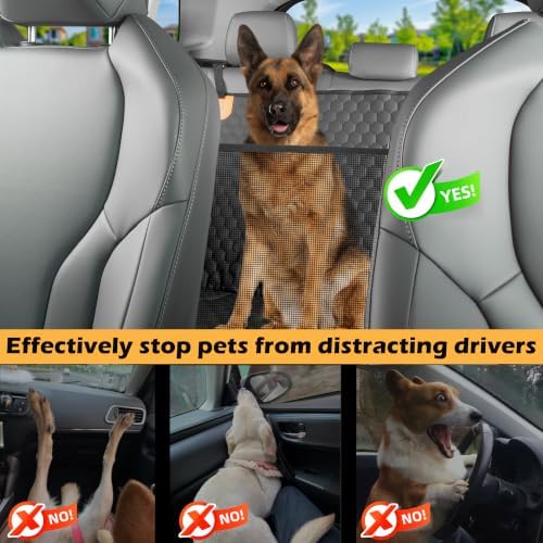 Dog Bed for car Back seat, Dog Back seat Cover Hard Bottom, Leather