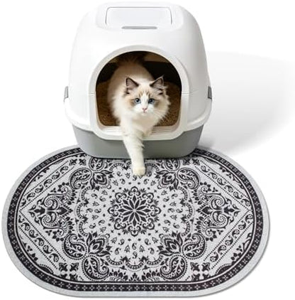 Cat Litter Mat, 24"x15" High Density PVC Litter Rug Trapping Mat, Non-Slip, Waterproof & Urine-Proof Kitty Litters Catcher Mats, Keep Floor Clean, Soft on Kitten Paws, Cat Essentials Black