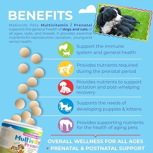 Dog Prenatal Vitamins – Multivitamin for Dogs and Cats 60 Tabs Supplement