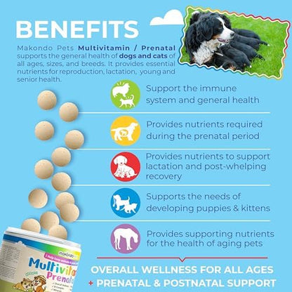 Dog Prenatal Vitamins – Multivitamin for Dogs and Cats 60 Tabs Supplement