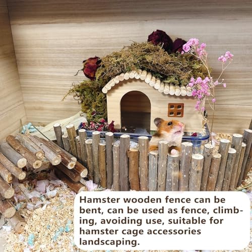 19.7 & 9.8In Wooden Hamster Bridge Fence Rat Climbing Toys for Gerbil Mouse