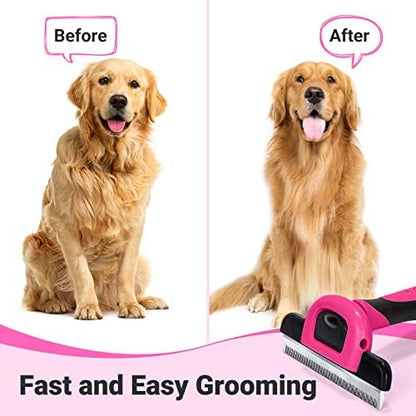 MIU COLOR Pet Grooming Brush, Deshedding Tool for Dogs & Cats, Hot Pink