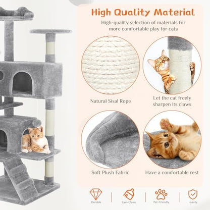 Sweetcrispy 54-inch Cat Tree Tower with Scratching Posts, Indoor Use