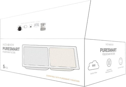 INSTACHEW Replacement filter Pack of 5 for Cats and Dogs, Compatible with Purrflow Pet Water Fountain and Puresmart Cat Fountain