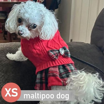 KYEESE Dog Sweater Dress for Small Dogs Turtleneck Thick Knit Pullover