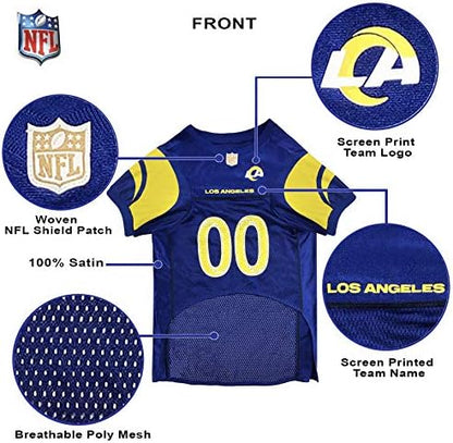 Pets First NFL Los Angeles Rams Dog Jersey, Size XX-Large, Football Shirt Costume for Pet, Dog Sports T-Shirt, NFL Team Clothing for Cats, Licensed Pet Apparel Available in 7 Sizes and 32 Teams