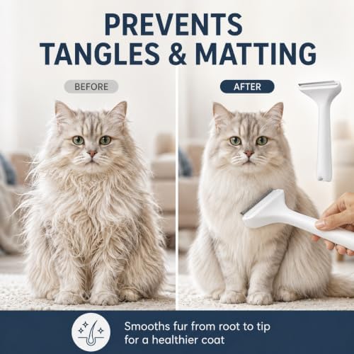 Pet Shedding Comb - Safe ABS Material Deshedding Brush, V-Shaped 1mm Close Teeth, Gentle on Skin, Effortlessly Removes Loose Undercoat & Prevents Matting, Suitable for All Fur Types