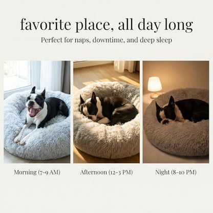 nononfish Small Dog Bed,Soft Calming Donut Plush Pet Bed