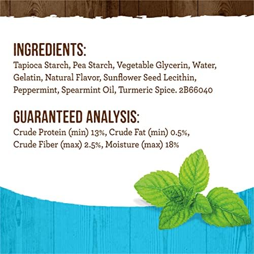 Merrick Fresh Kisses Natural Dental Chews Toothbrush Treat Shape Infused With Real Mint For Tiny Dogs 5-15 Lbs - 78 ct. Box
