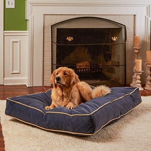 South Pine Porch Buddy Reversible Rectangle Pillow Style Microfiber Dog Bed with Removable, Machine-Washable Cover, Denim, Large (48 in. x 36 in.)