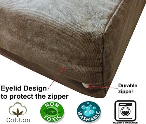 Dogbed4less Luxury XXL Orthopedic Memory Foam Dog Bed for Extra Large Dogs with Durable Waterproof Internal Case, Removable Washable Denim Cover and Bonus Pet Bed Spare Cover, 55X37X4 Inches, Brown