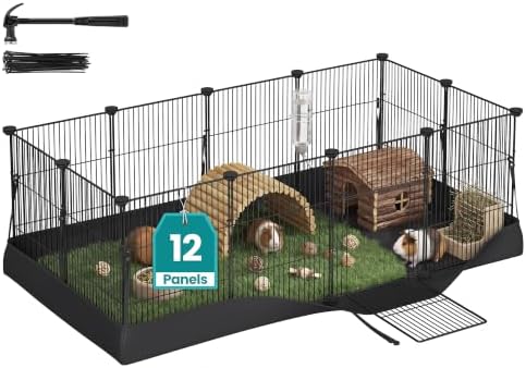 SONGMICS Guinea Pig Cage, Steel Wire Small Animal Enclosure