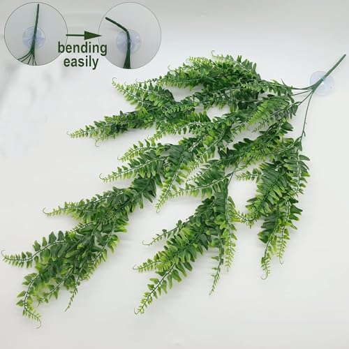 Reptile Plants for Bearded Dragon Tank Accessories, Terrarium Plant Artificial Decor for Snake Cage, Fake Plant for Leopard Gecko Habitat, Lizard Chameleon Ball Pythons (Group GN)