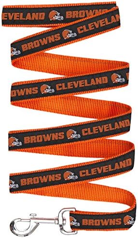Pets First NFL Licensed Cleveland Browns Pet Leash, Size Small – Durable Satin Dog & Cat Walking Strap and Pet Tether with Embroidered Team Name & Logo