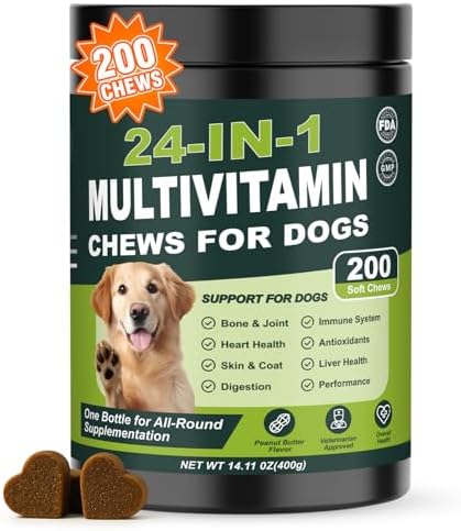 24-in-1 Dog Vitamins and Supplements 200 Ct Daily Multivitamin for Dogs