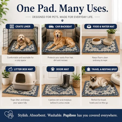 PUPIBOO Washable Pee Pads for Dogs and Cats - Super Absorbent Reusable Puppy Training Pads - 100% Waterproof, Leak-Proof & Non-Slip Whelping Pads for Pet Housebreaking