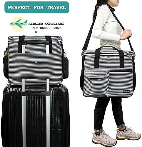 PetAmi Dog Travel Bag Organizer, Pet Supplies Tote, Stripe Black Large