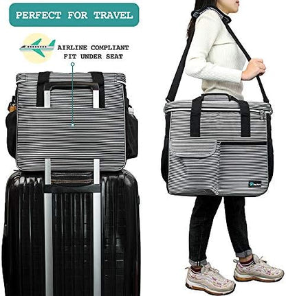 PetAmi Dog Travel Bag Organizer, Pet Supplies Tote, Stripe Black Large