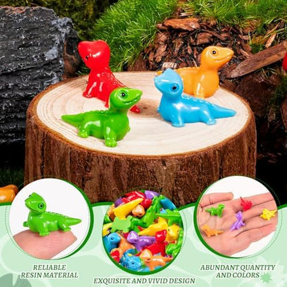 100PCS Mini Resin Lizards Colorful Tiny Lizard Bulk for Micro Garden