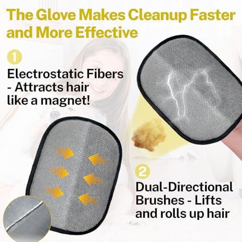 Pet Hair Remover Glove - Gentle Grooming Glove for Dog & Cat, Efficient Pet Hair Remover Mitt, Massage Deshedding Brush for Furniture, Couch, Clothes, Bed, Carpet (1 Pack)