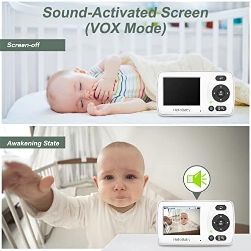 HelloBaby HB30 Video Baby Monitor with Digital Camera and Audio, No WiFi No App Safety Baby Monitor, 8 Languages, Auto Night Vision, 1000ft Transmission Range, 2.4 inch Portable Screen