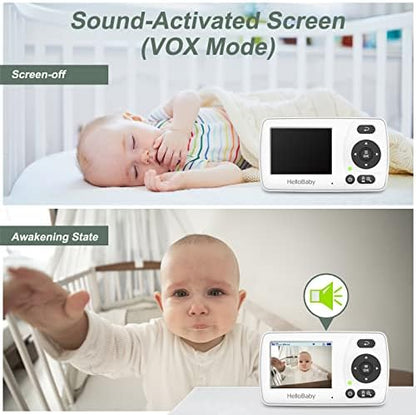 HelloBaby HB30 Video Baby Monitor with Digital Camera and Audio, No WiFi No App Safety Baby Monitor, 8 Languages, Auto Night Vision, 1000ft Transmission Range, 2.4 inch Portable Screen