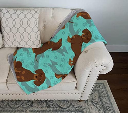Caroline's Treasures MLM1017LQB Chocolate and Tan Dachshund Quilted Blanket 50x60 Artwork Pattern Quilted Throw Blanket for Bed, Couch, Sofa, Soft and Lightweight